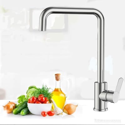 Eengreepsmengkraan voor gootsteen, 360 graden warme en koude keuken, roestvrijstalen waterkraan, druppelvrij met stille plantenwastafel, kraan (geborsteld h)
