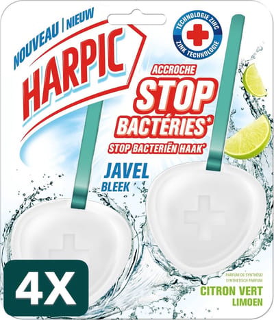 4 x Harpic - Toiletblok - Limoen - Met Bleek - 2 Blokjes