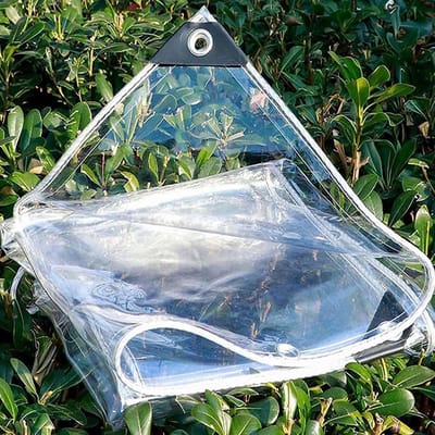 Afdekzeil Waterdicht - Transparant Vinyl - Regenbescherming Tuin - Met Ingestanste Ringen - 130 x 260 cm - Transparant