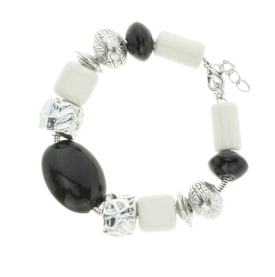 Behave - armband met zwart-witte keramieke kralen - eigentijdse stijl