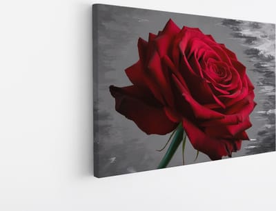 Saammp Canvas Schilderij - Abstracte Rode roos - bloemen - Natuur - 45x30 - Foto op canvas - Wanddecoratie - Muurdecoratie Woonkamer - Kantoor Decoratie