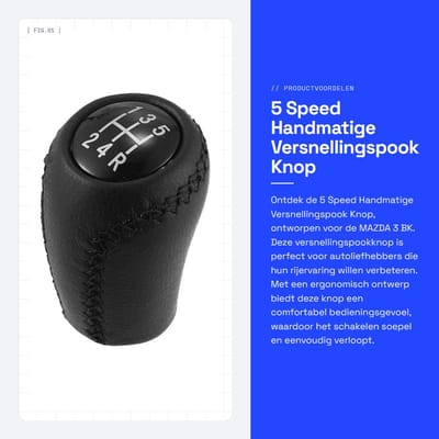 Dailygoods- Versnellingspook Knop - Ergonomisch Ontwerp - Zwart - Kunstleder/Kunststof - 7.2x4.6cm - Gat Diameter 17mm