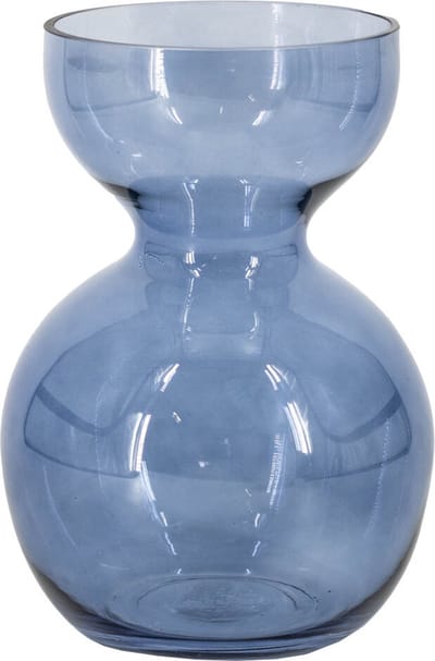 HomeBound by KY | Glazen vaas blauw | 17,6x17,6x25,3cm | bloemenvaas blauw