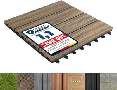 FLOORDIREKT Vlondertegel - Terrastegel - Tuintegel - Mix Teak - 30 x 30 cm