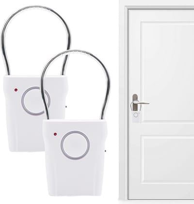 SnelShoppen - Deurklinkalarm 120 dB, Deuralarmsysteem, Raamalarm, Greepalarm, Aanraaksensor voor Thuis, Hotelkamer, Camper, Wit, 2 Stuks