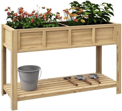 Verhoogde plantenbak van Outsunny - Vurenhout - 115x46x75cm - Natuurlijk hout