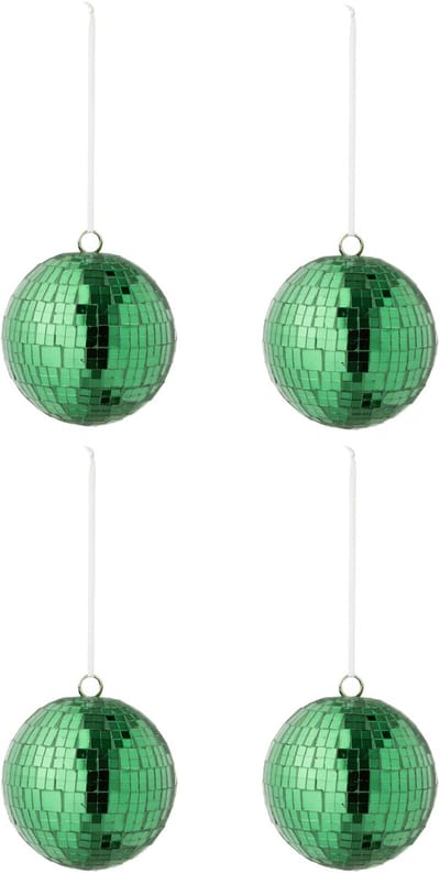 J-Line kerstbal Spiegel - glas - groen - large - doos van 4