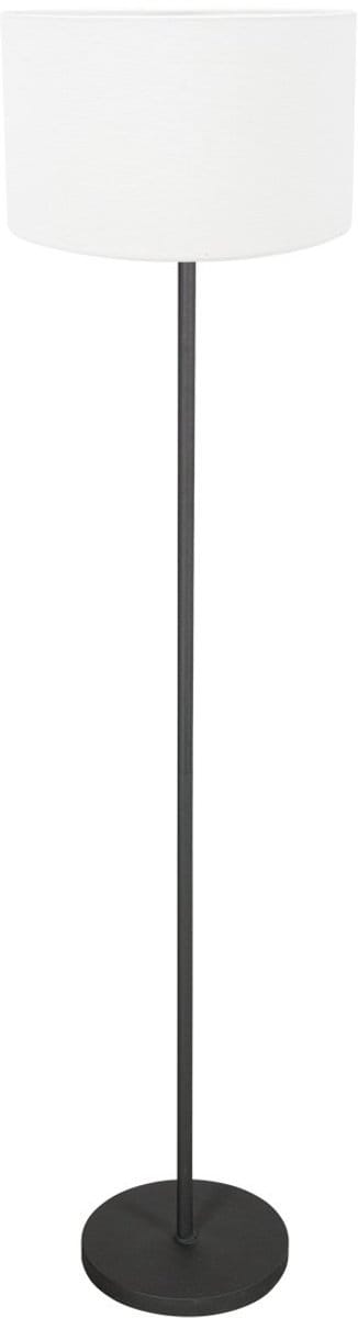Vloerlamp Noor 4443ZW - Mat zwart met witte linnen kap - Metaal/Textiel - 144 cm hoog - Mexlite