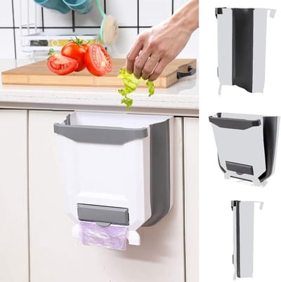 Prullenbak - Prullenmand - Hangende Prullenbak - Vouwbare - Prullenbak voor Keuken - Compacte Plastieken Afvalbak voor Kast of Muur