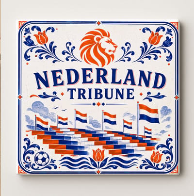 Nederland Tribune Decoratieve Keramische Tegel – Nederlandse Leeuw Stadion en Vlag Design – Oranje Blauw Voetbal Wanddecoratie Tegel – Vaderlands Woondecoratie Cadeau