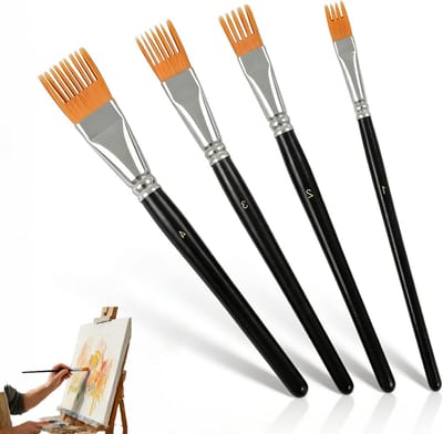 Set van 4 hoogwaardige acrylkwasten met berkenhouten handvat, ideaal voor schilderen, kunstprojecten en creatieve hobby's