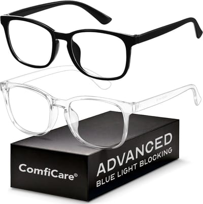 ComfiCare® Computerbril 2 stuks – Blue light glasses - Blauw licht bril - Blauw licht bril zonder sterkte - Blue light bril - Beeldschermbril - Blauw licht filter bril UV400 & Anti-reflectie coating - blue light blocking glasses - Game bril