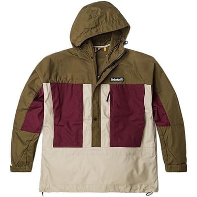 Timberland Color Block Spliced Hooded Waterafstotend Casual Jack Heren Jassen Donker-Olijfgroen A26P2-302 L brown