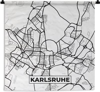 Wandkleed - Wanddoek - Plattegrond - Karlsruhe - Kaart - Stadskaart - 180x180 cm - Wandtapijt