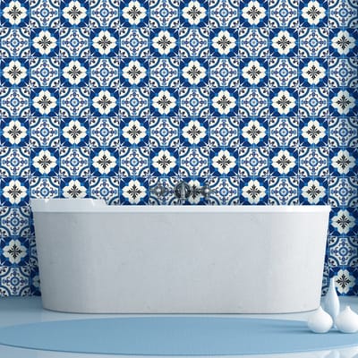 Zelfklevende tegelmuurstickers voor keuken en badkamer - 9 Angelo Azulejos cementtegelstickers - 9 stickers 10x10cm
