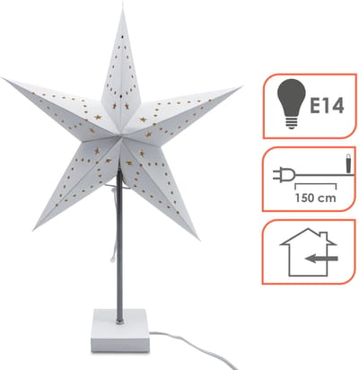 Dailygoods - Papieren Sterlicht op Voet - Verlichte Tafellamp - Decoratieve Kerstster - 60 x 45 cm - Kerstdecoratie - Voor Binnengebruik - Creatief De...