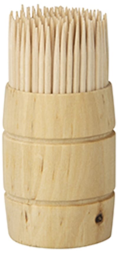 12x 200 Tandenstokers hout pure rond 68 cm in spenderbox van hout
