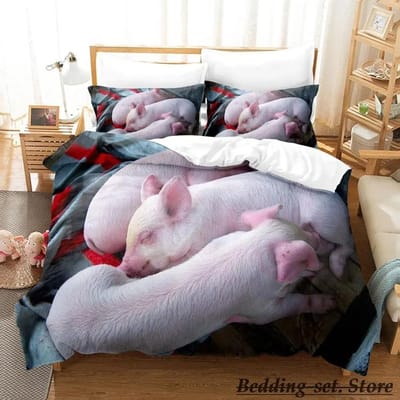 Grappige Varken Beddengoed Set Eenpersoons Twin Vol Queen King Size Bed Set Volwassene Kind Slaapkamer Dekbedovertrek Sets Anime parure de lit Bed 70x133cm 2pcs
