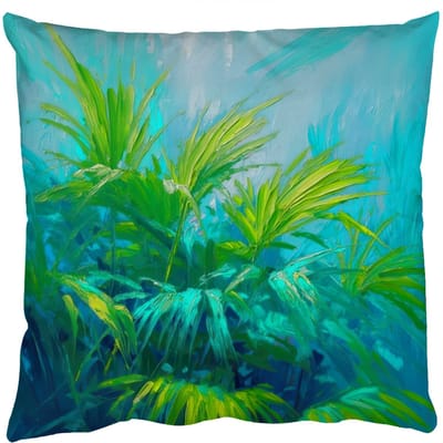 Sierkussens - Kussentjes Woonkamer - 50x50 cm - Bladeren - Groen - Schilderij - Abstract