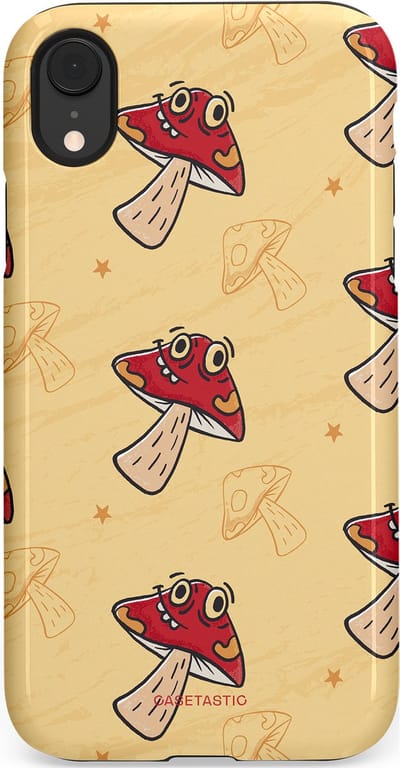 Casetastic Hoesje Geschikt voor Apple iPhone Xr - Stijlvolle Beschermende Duo-layer Case - Vrolijke Paddestoel