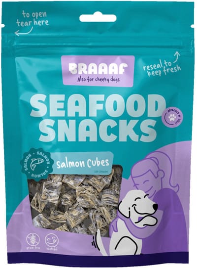 Dubbelpak: 2x70 g Braaaf Cubes met zalm hondensnacks