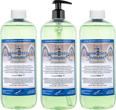 Handzeep Hamam 1 liter - met gratis pomp - set van 3 stuks