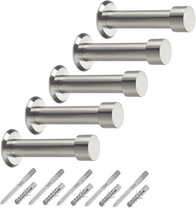 5 stuks SOTECH kapstokhaken Tuula RVS geborsteld lengte: 73 mm incl. plaatje en bevestigingsset