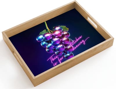 Dienblad hout 40x30 cm - Schootdienblad - Quote - Neon - Disco - Druiven - Borrelplank rechthoek - Plateau dienbladen