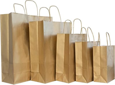 50x gouden papieren tassen 14x8,5x21,5cm