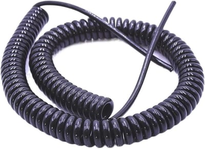 Spiraalkabel - Veernetsnoer Telescopisch - Verlengen Stroom - Rekbaar tot 1.2 meter - 5 mm - Zwart