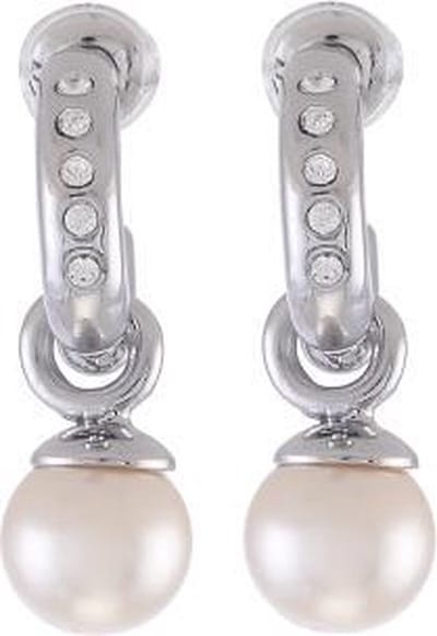 Behave - Zilverkleurige oorring met kristallen en zwarte glasparel