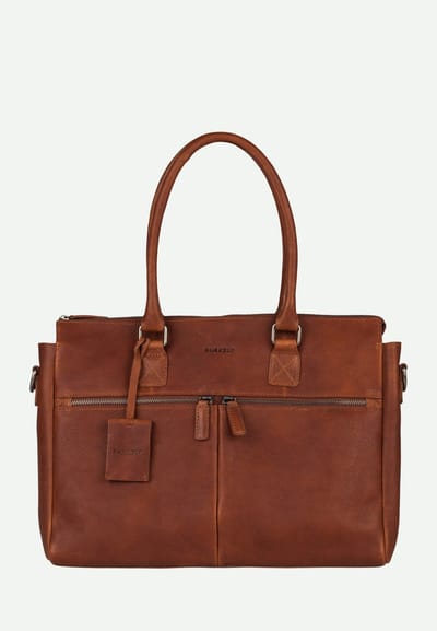 Burkely Fundamentals Antique Avery Laptopbag 2-Zip 15.6" - Laptoptas - Volwassenen - Cognac