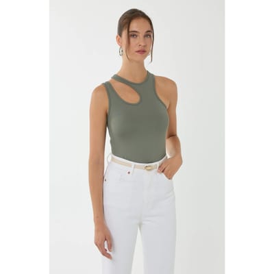 Asymmetrische Kraag Crop Top