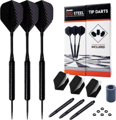 Dartset Stalen Punt - Wedstrijd Darts - Spelplezier Thuis - Perfect Gebalanceerd - 20 Gram - Zwart