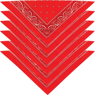 Bandana - 6x - rood - boeren zakdoek - dames/heren - driehoek - cowboy verkleedkleding