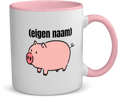 Akyol - varken met eigen naam koffiemok - theemok - roze - Varken - boeren/varken liefhebbers - iemand die houdt van varkens - verjaardag - cadeau - kado - geschenk - 350 ML inhoud