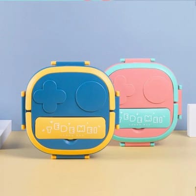 304 Roestvrij staal Gesplitste Lunchbox Set Lunchbox, handig voor dames, geïsoleerd voor studenten, Kinderlunchbox Two grids gray