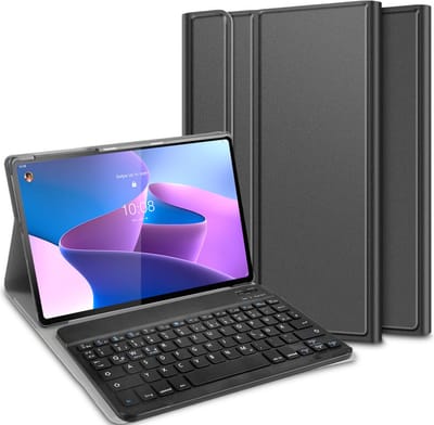 Just in Case tablet Hoes met Toetsenbord geschikt voor Lenovo Tab P12 Pro - QWERTZ Bluetooth Keyboard Case - Zwart