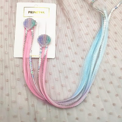 1 paar meisjes zeemeermin pruiken haarspelden paardenstaart kinderen regenboog haar clip haarverlenging kleurrijke pruik twist vlechter haaraccessoire