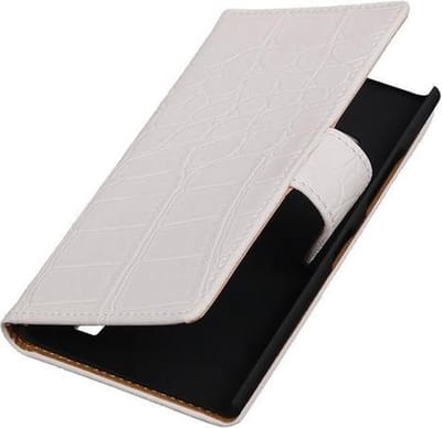 Nokia Lumia 735  Book Case Croco Wit Hoesje