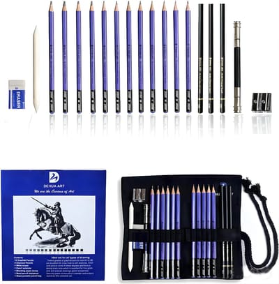 QIN® Tekenset - Tekendoos - Tekenkoffer - Tekenset Volwassenen - Tekendoos Voor Kinderen - Paars - 19cm x 20cm x 10cm