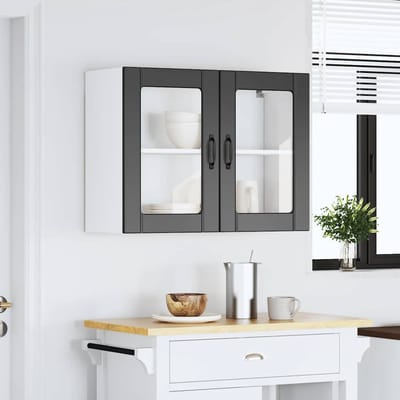 vidaXL - Keukenbovenkast - met - glazen - deur - Lucca - bewerkt - hout - zwart