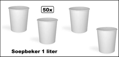 50x Soepbeker karton 1 liter - Soep salade beker festival warme dranken maaltijd carnaval