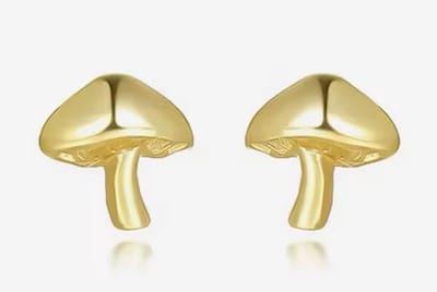 Oorknoppen Paddestoelen - 925 Sterling zilver - Gold plated, 2.5 micron 14K Goud - 1.2 x 8 millimeter - Cadeautip - Damesdingetjes