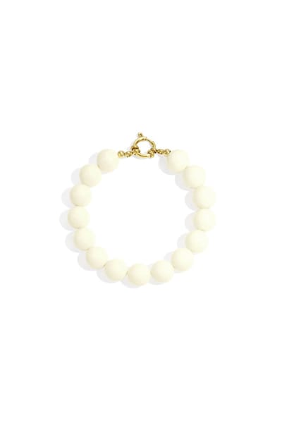 Beady Babe Armband | RVS & Resin | Créme | Kralen armband | 12mm kralen | Beste cadeau voor haar