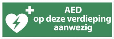 AED op deze verdieping aanwezig tekstbord - kunststof 300 x 100 mm