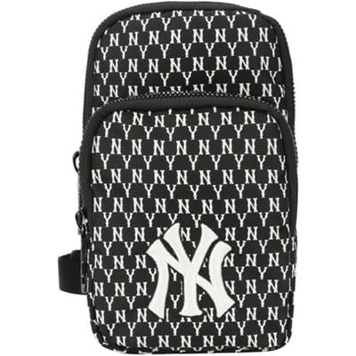 MLB Monogram Vintage Bloemenprint NY Yankees Nylon Telefoon Tas Unisex Schoudertas Zwart 32BGDK011-50L Black black