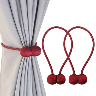 Magnetisch Gordijn Embrasse - Gordijn Houder - Rood - Magnetisch - Gordijn Accessoires - 2 Stuks | Gordijnklemmen | Gordijnbinders