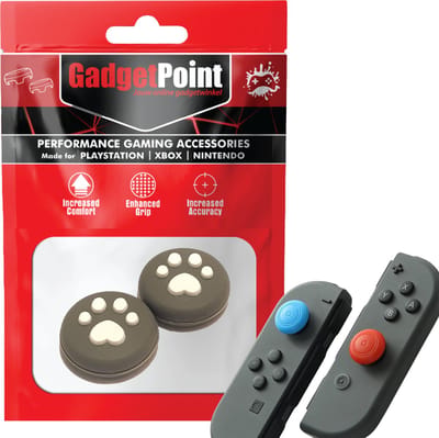 Gadgetpoint - Thumb Grips voor Nintendo Switch Joy-Con Controllers - Gaming Thumbgrips - Performance Anti-Slip Thumbsticks - Bescherming Accessoires - Pootjes - Grijs met Wit