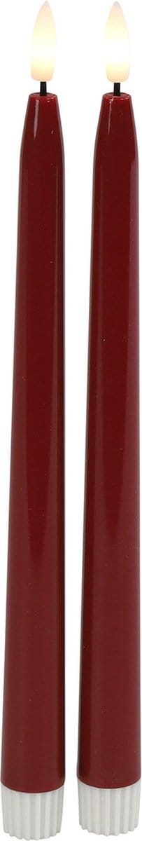 Countryfield LED dinerkaarsen - 2x st - rood - 28 cm - met afstandsbediening